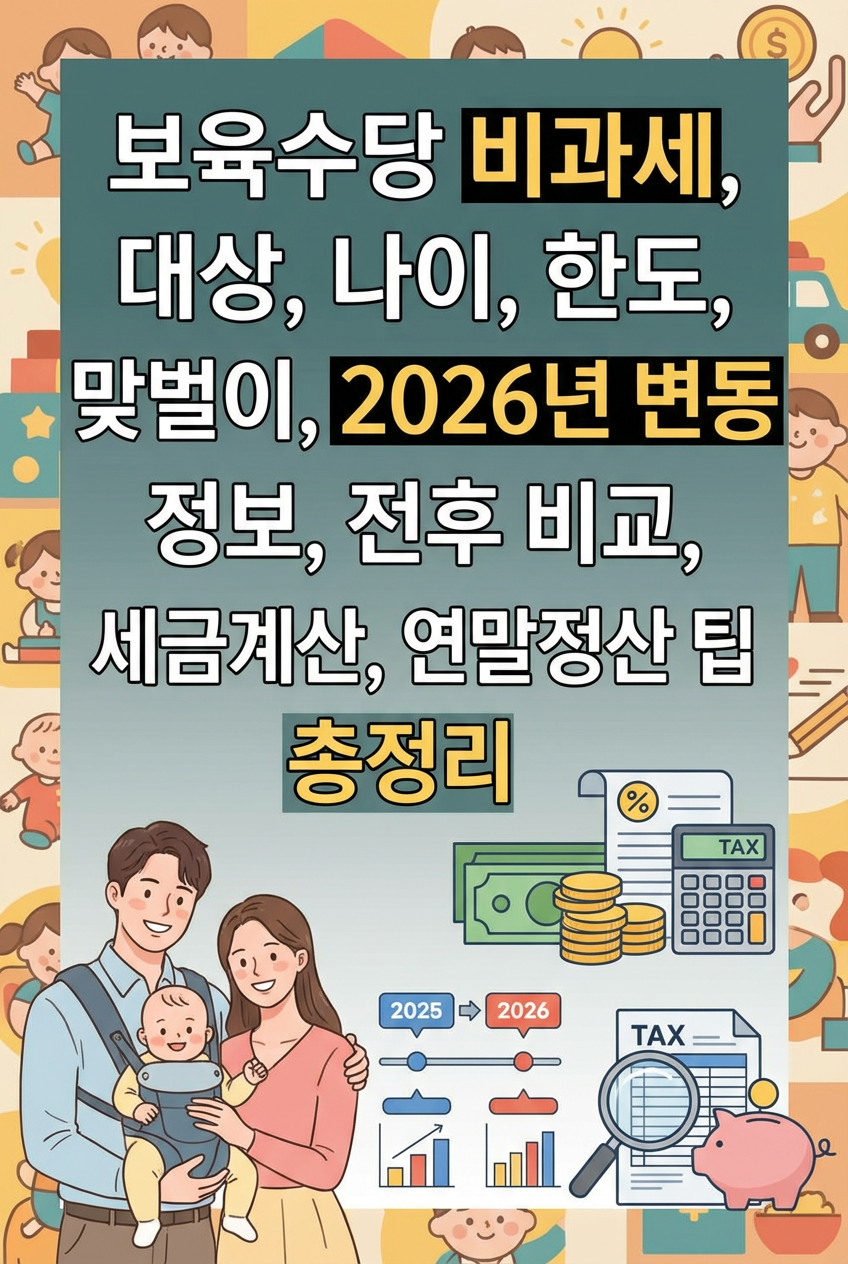 보육수당 비과세, 대상, 나이, 한도, 맞벌이, 2026년 변동 정보, 전후 비교, 세금계산, 연말정산 팁, 총정리