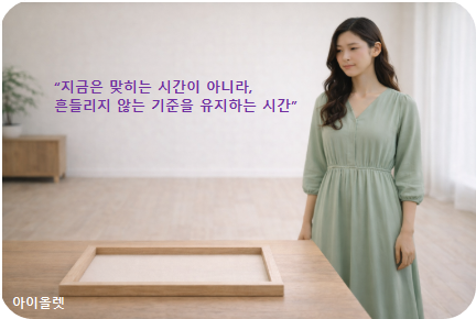 “지금은 맞히는 시간이 아니라, 흔들리지 않는 기준을 유지하는 시간”