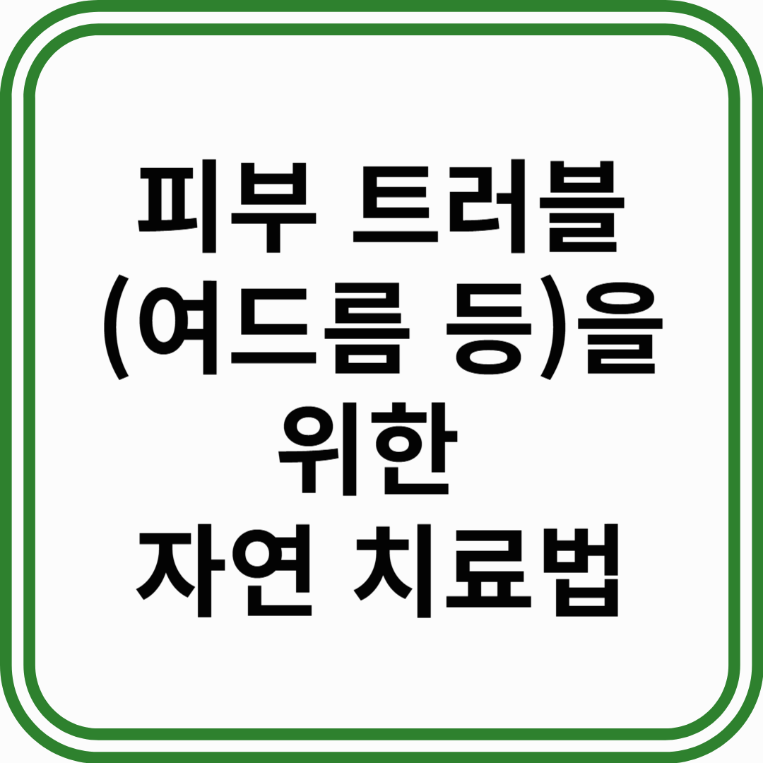 피부 트러블과 여드름을 위한 자연 치료법