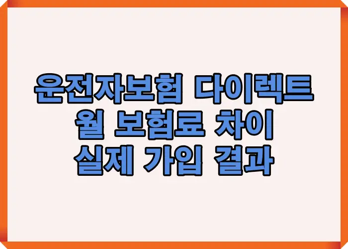 운전자보험 다이렉트와 설계사 채널의 월 보험료 차이를 실제 가입 사례 기반으로 비교한 핵심 요약 이미지