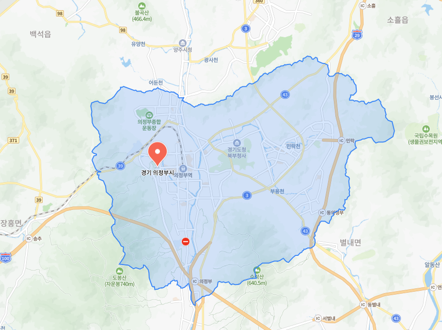 경기도 의정부시 지도 캡쳐