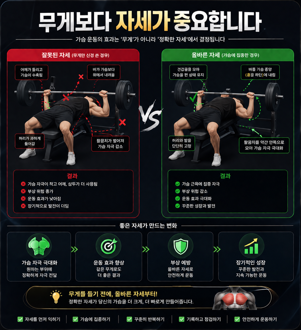 가슴 운동 자세가 중요한 이유