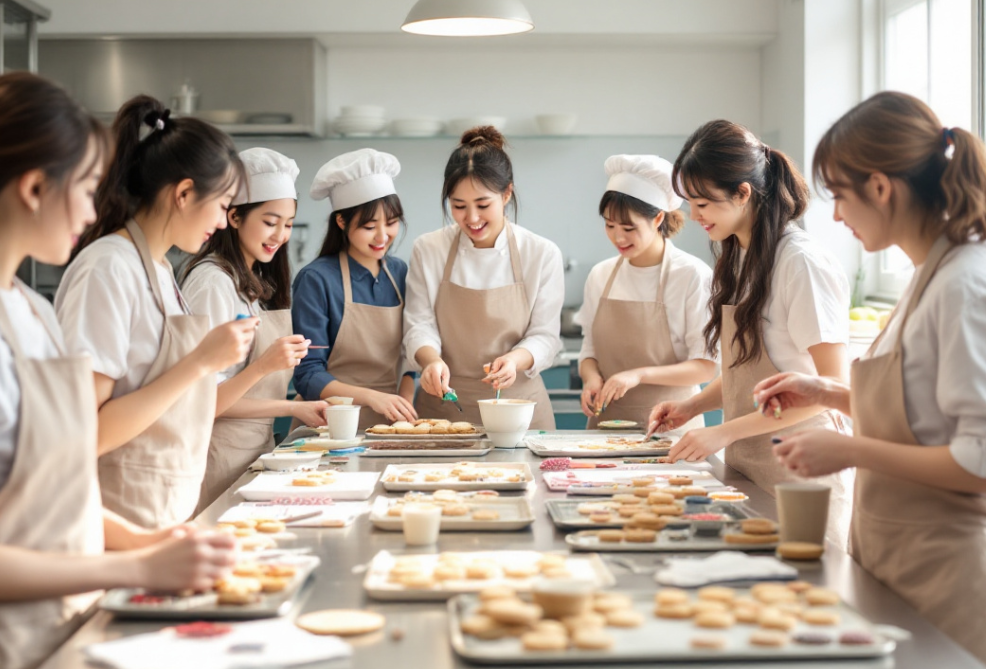 제빵기능사 실습중인 청년들