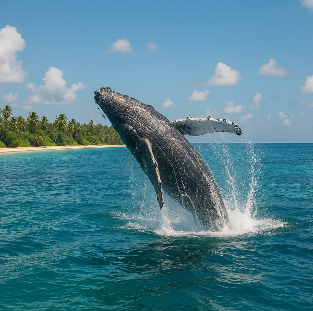 일 생트 마리 흑동고래 사진