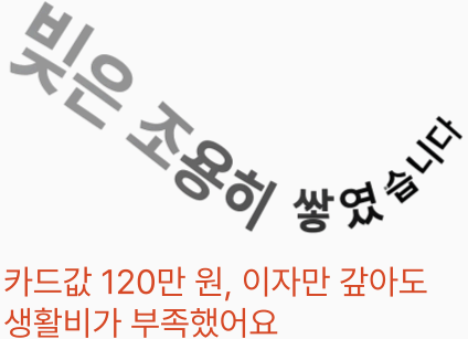 곡선으로 표현된 점진적인 채무 누적 이미지