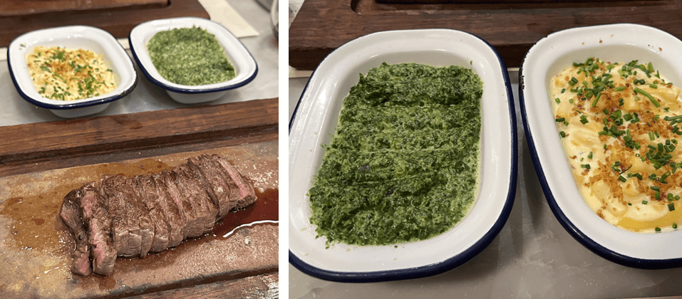 스테이크-및-크림-시금치-트러플-마카로니-치즈-음식