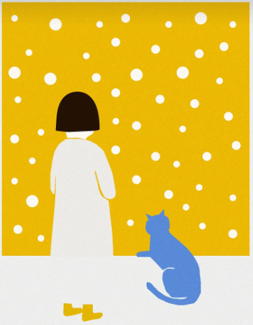 아이와 고양이 그림