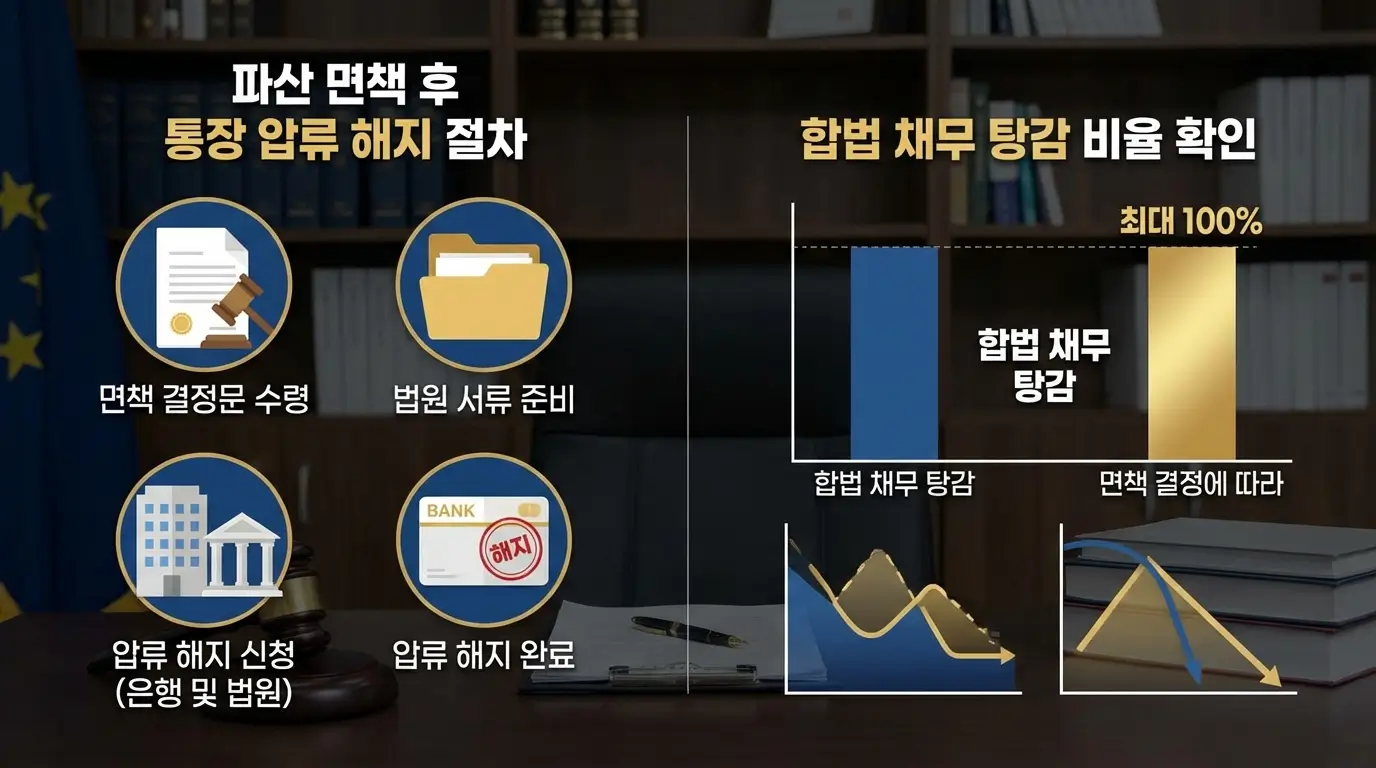 파산 면책 후 통장 압류 해지 절차 및 합법 채무 탕감 비율 확인
