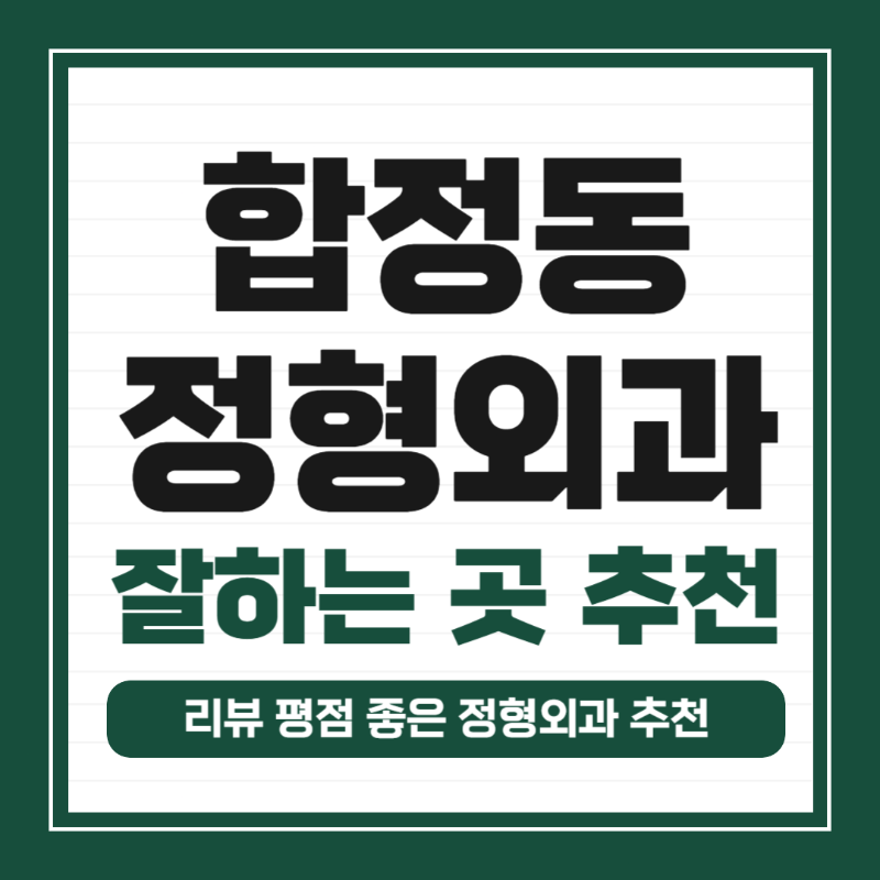 마포구 합정동 정형외과 전문의 유명하고 잘하는 곳 추천 TOP 5