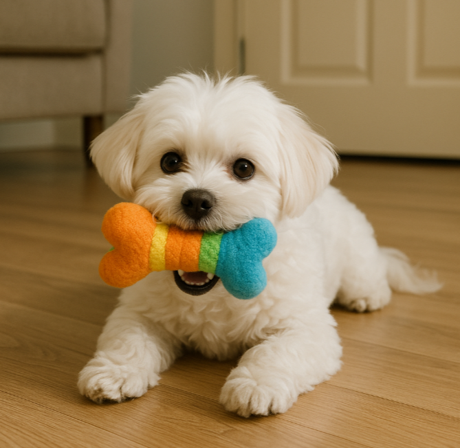 강아지 장난감 물고 노는사진