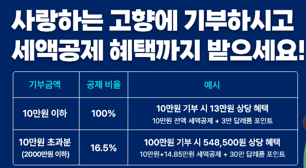고향사랑기부제: 2025년 세액공제와 혜택