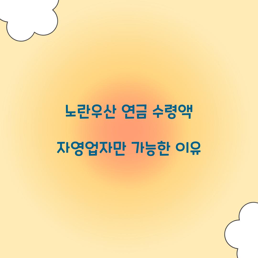 노란우산 연금 수령액 자영업자만 가능한 이유  