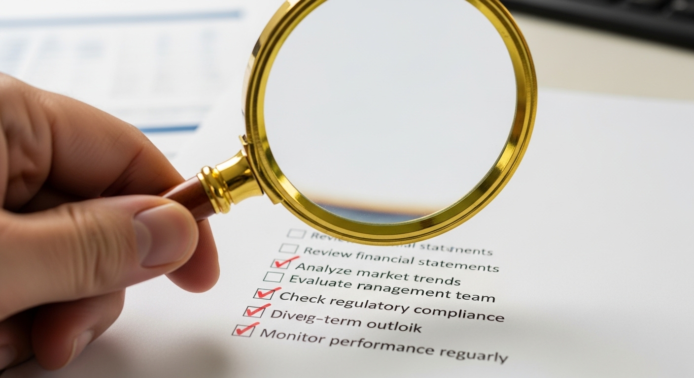 체크리스트를 확인하는 손과 돋보기 이미지. '꼼꼼한 분석' 메시지 강조