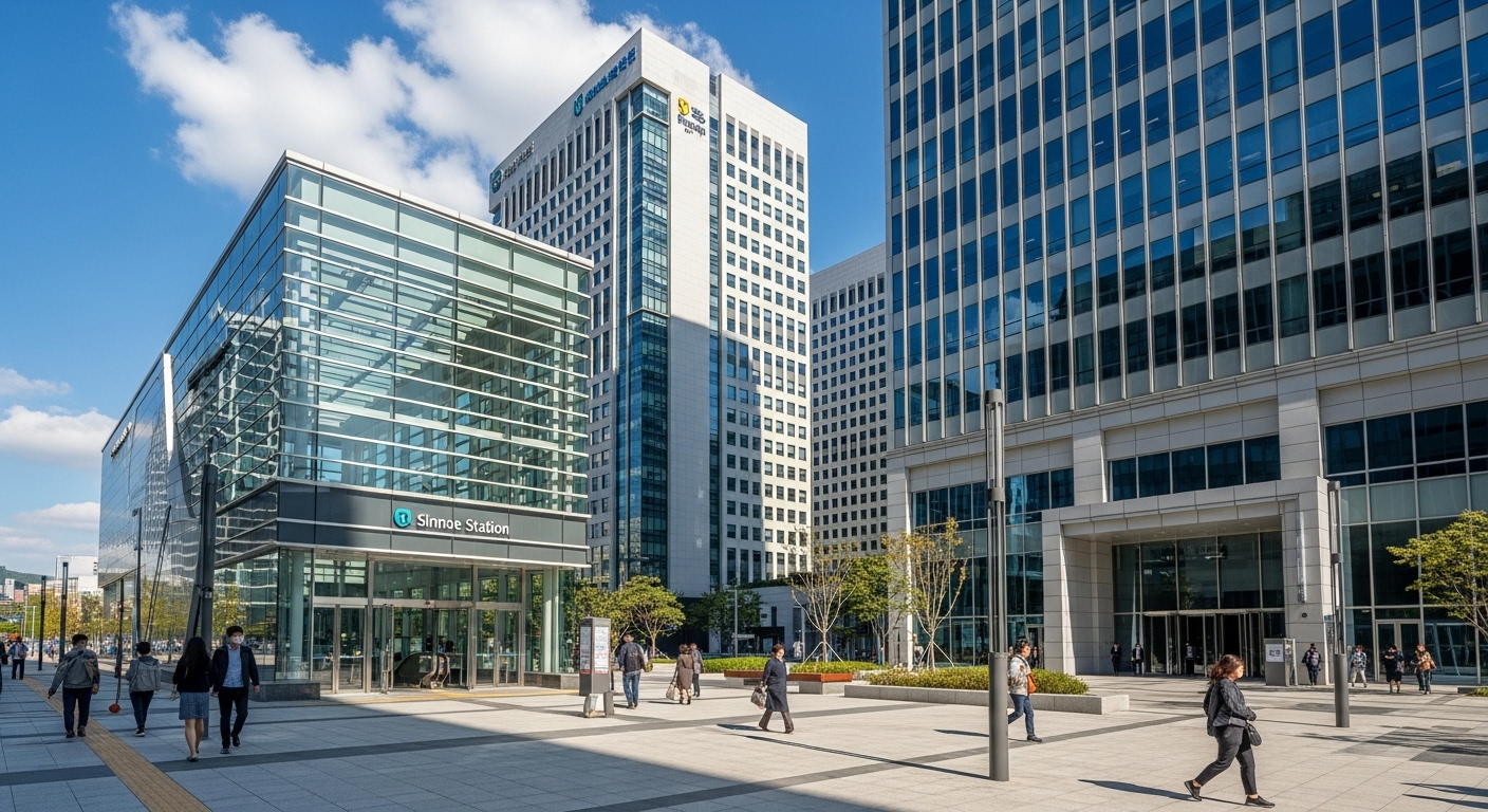 현대적인 신내역과 지식산업센터 건물의 조화