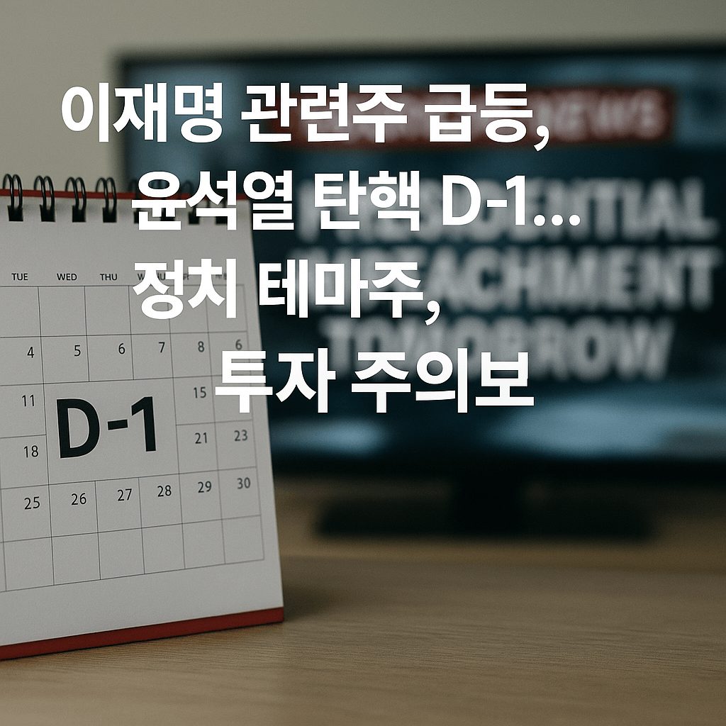 이재명 관련주 급등, 윤석열 탄핵 D-1… 정치 테마주, 투자 주의보