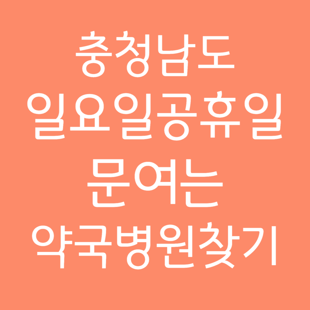 충청남도 일요일 공휴일 문여는 약국병원 찾기