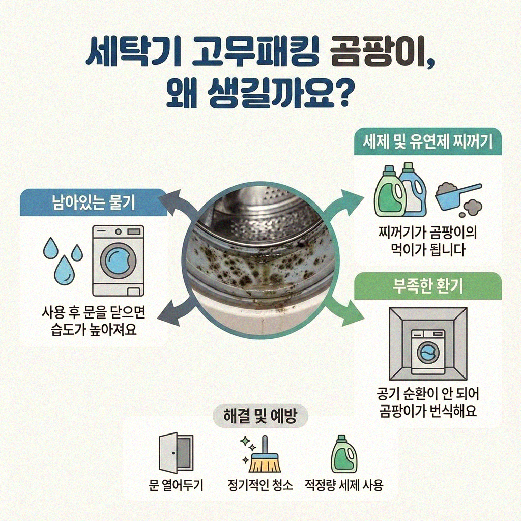 세탁기 고무패킹 곰팡이 말끔히 없애는 쉬운 방법들