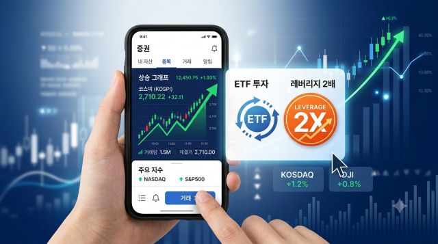 레버리지 ETF 거래방법과 투자 전략을 설명하는 금융 이미지