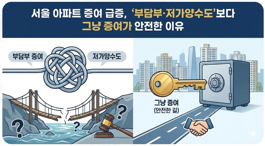 '서울 아파트 증여 급증, ‘부담부·저가양수도’보다 그냥 증여가 안전한 이유' 이미지