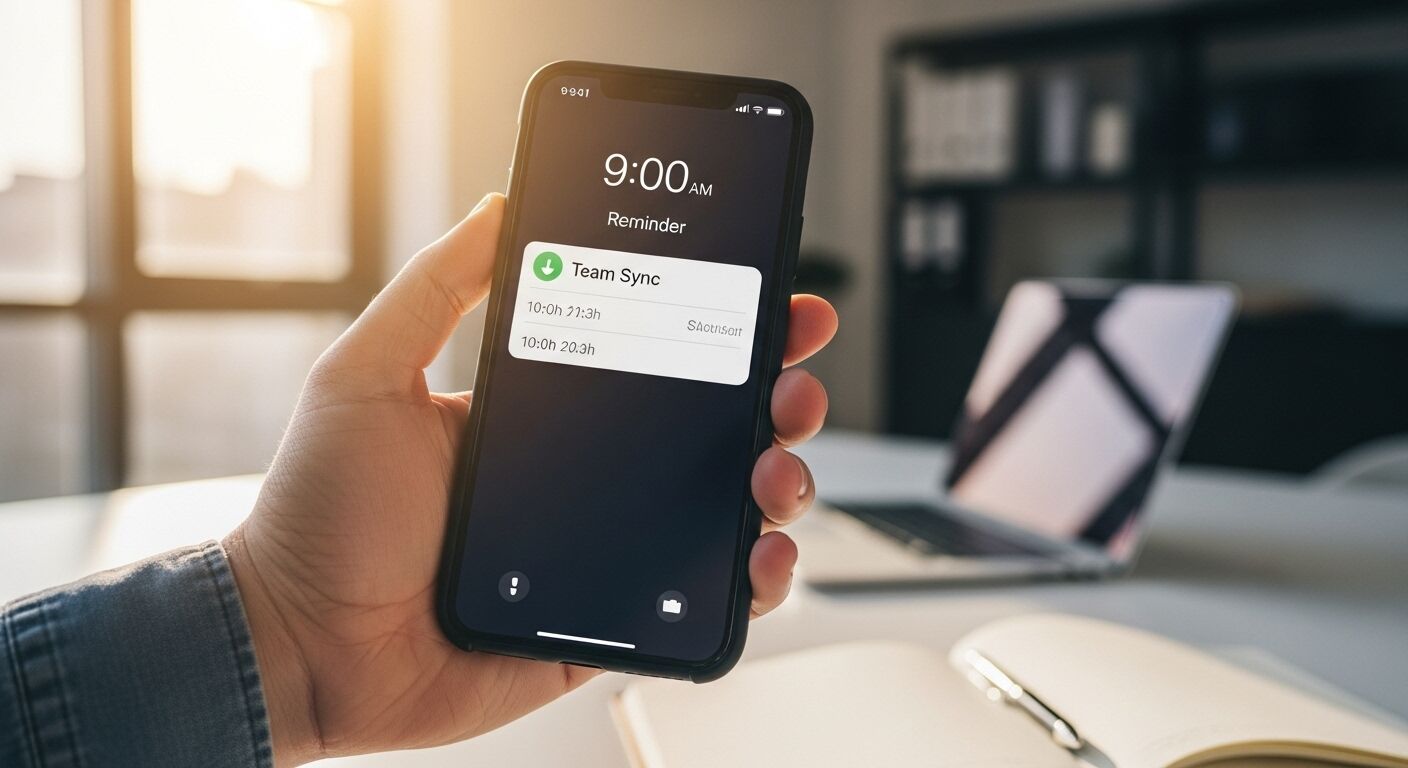 스마트폰 리마인더로 하루 일정을 자동으로 관리하는 모습
