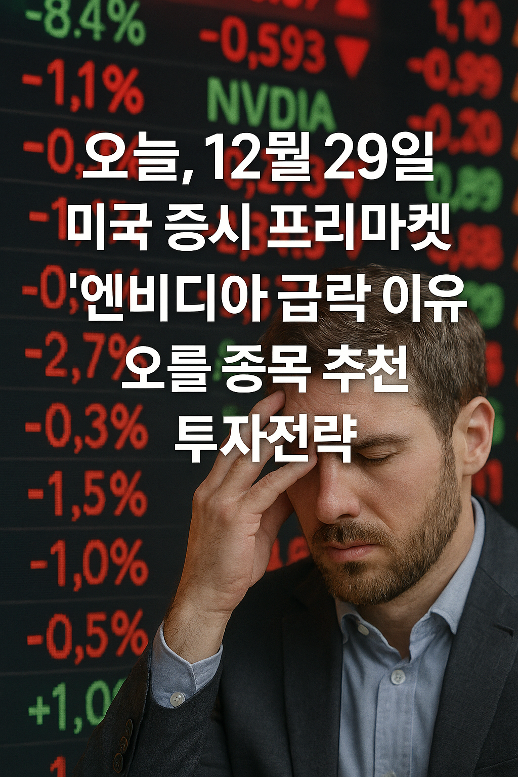 오늘, 12월 29일, 미국 증시 프리마켓, 엔비디아 급락 이유, 오를 종목 추천, 투자전략