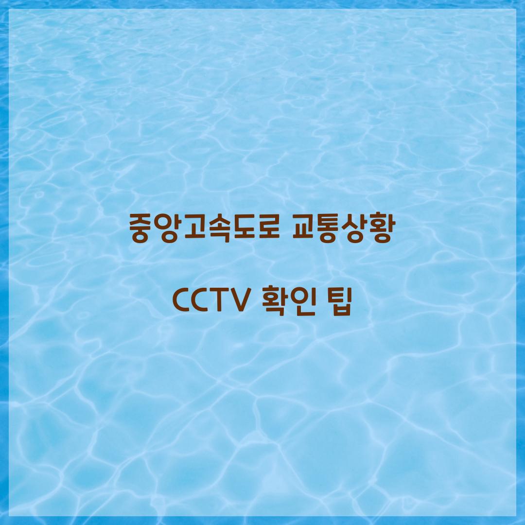 중앙고속도로 교통상황 CCTV