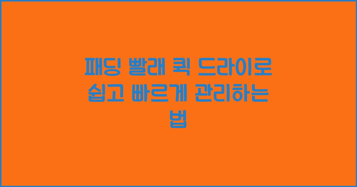 패딩 빨래 퀵 드라이