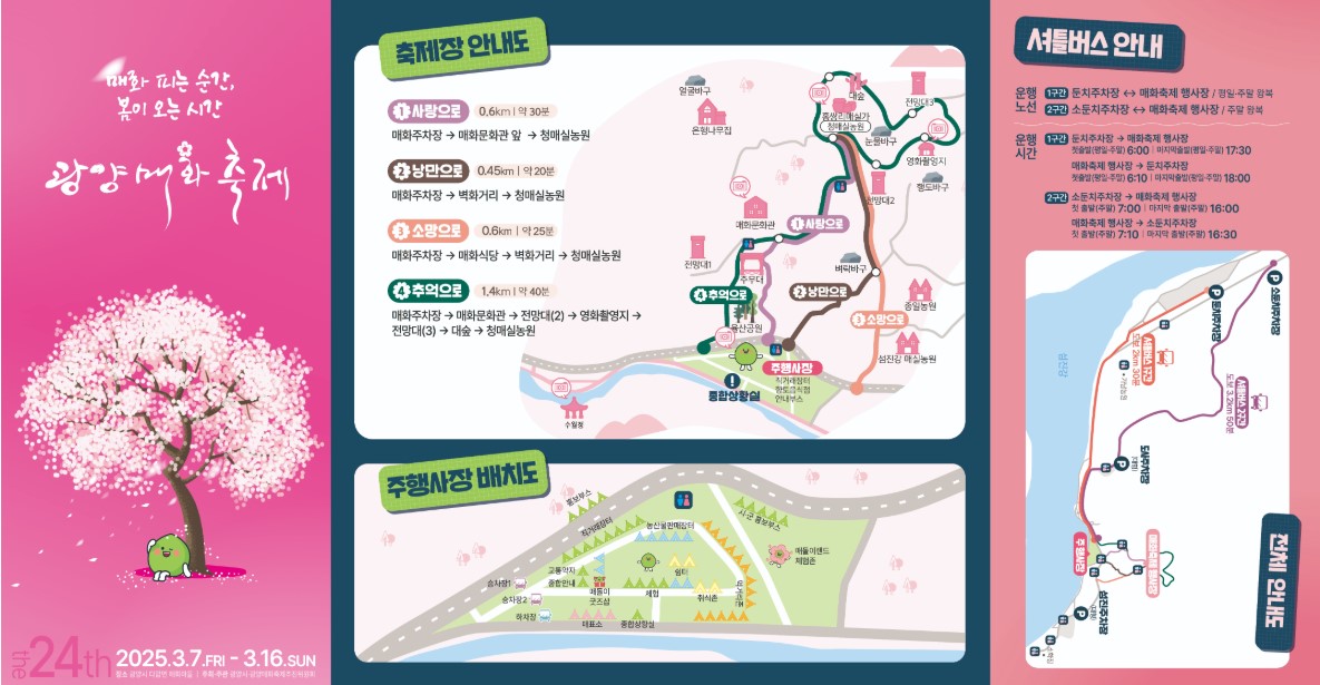 광양 매화축제기간 주차장 개화상황 2025년