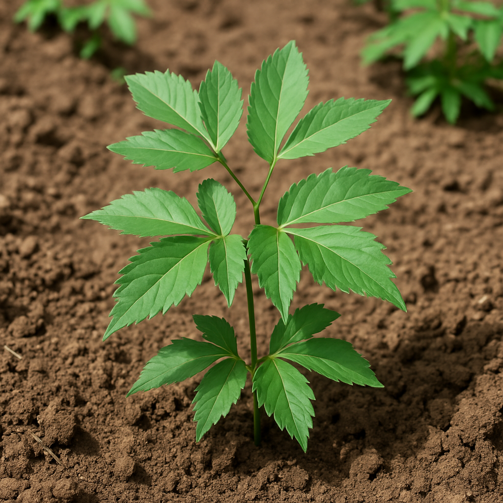 밭에서 자라는 어수리 새순