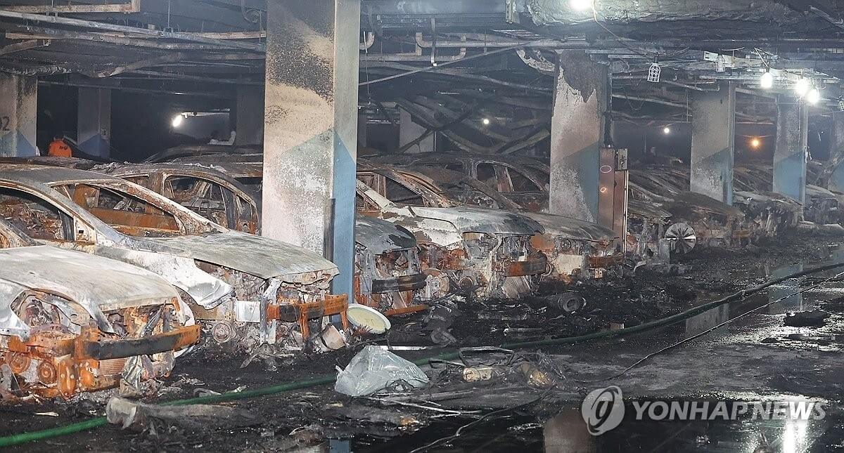 인천 청라 전기차 화재 사진