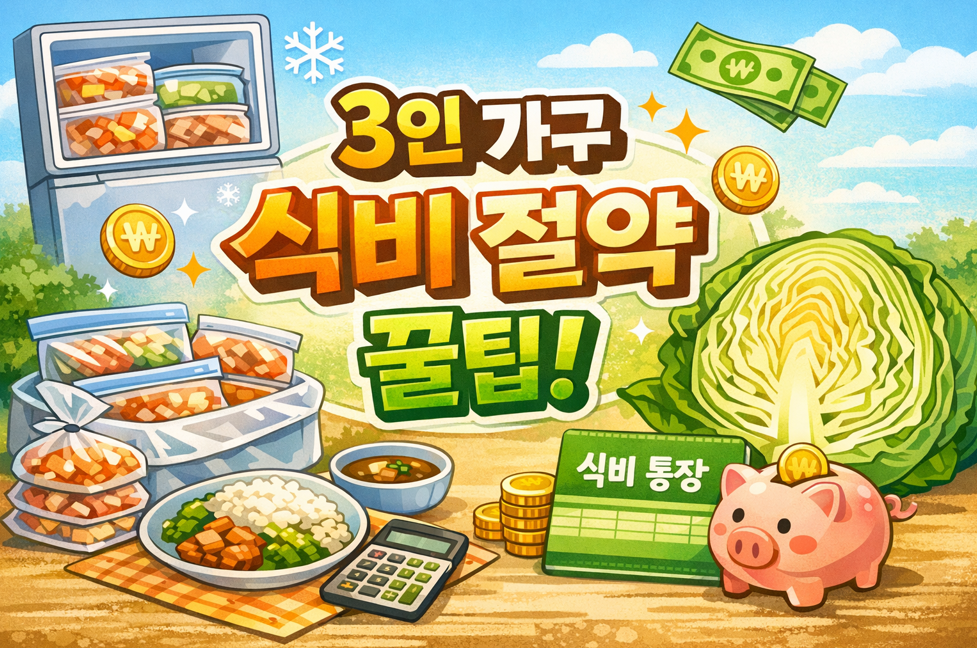 3인 가구 식비 절약 (냉동 보관, 양배추, 식비 통장)
