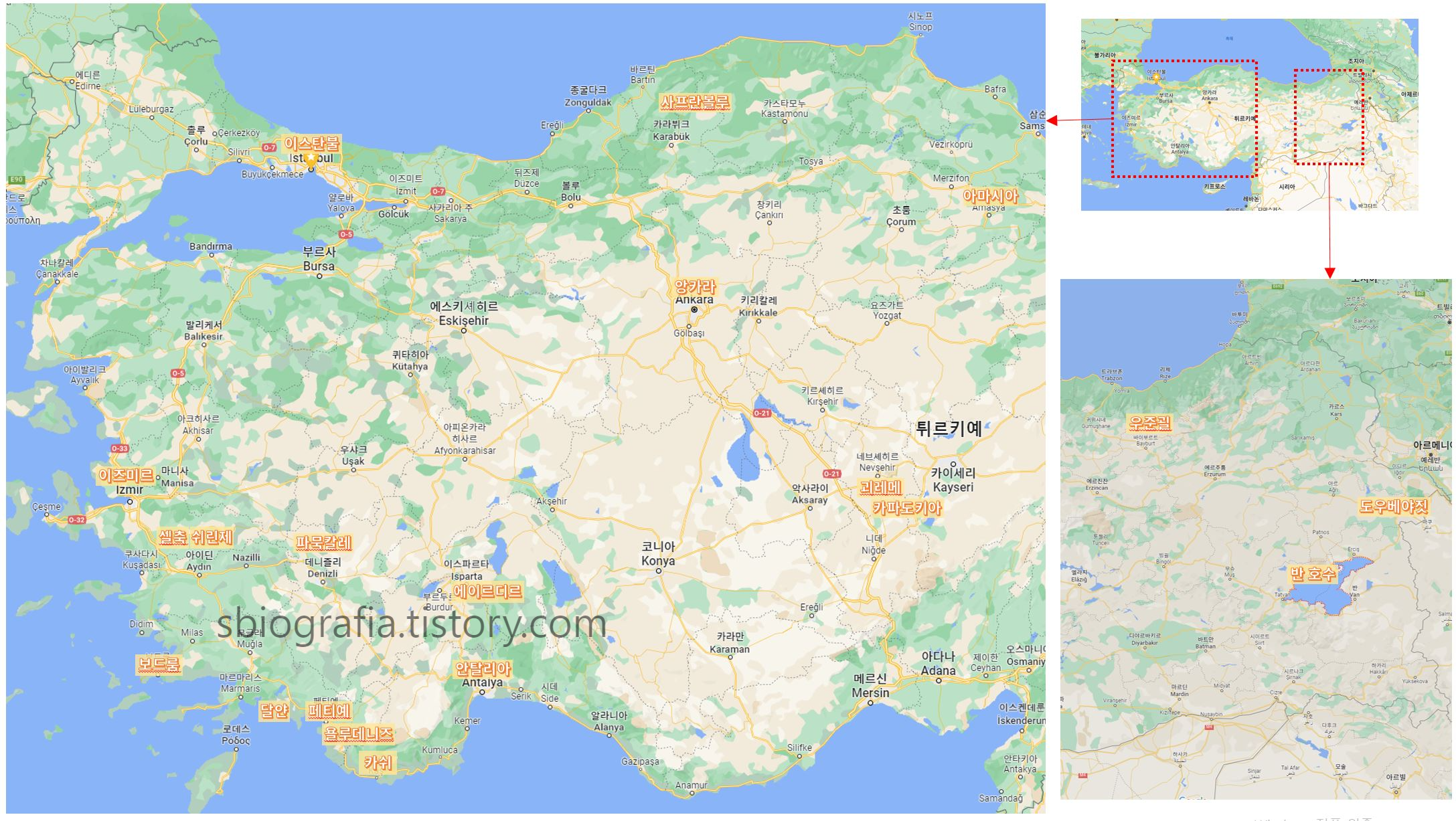 터키 여행 지도