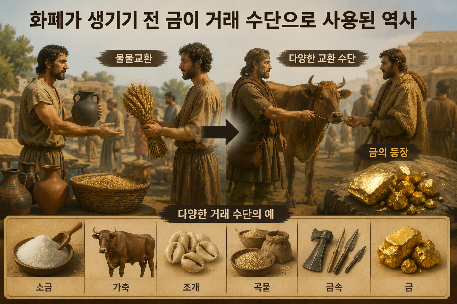 화폐가 생기기 전 금이 거래 수단으로 사용된 역사