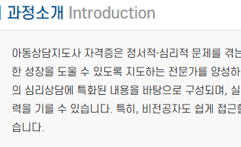 아동상담지도사 자격증 교육 과정 소개 – 심리이론과 상담 실무 중심 내용
