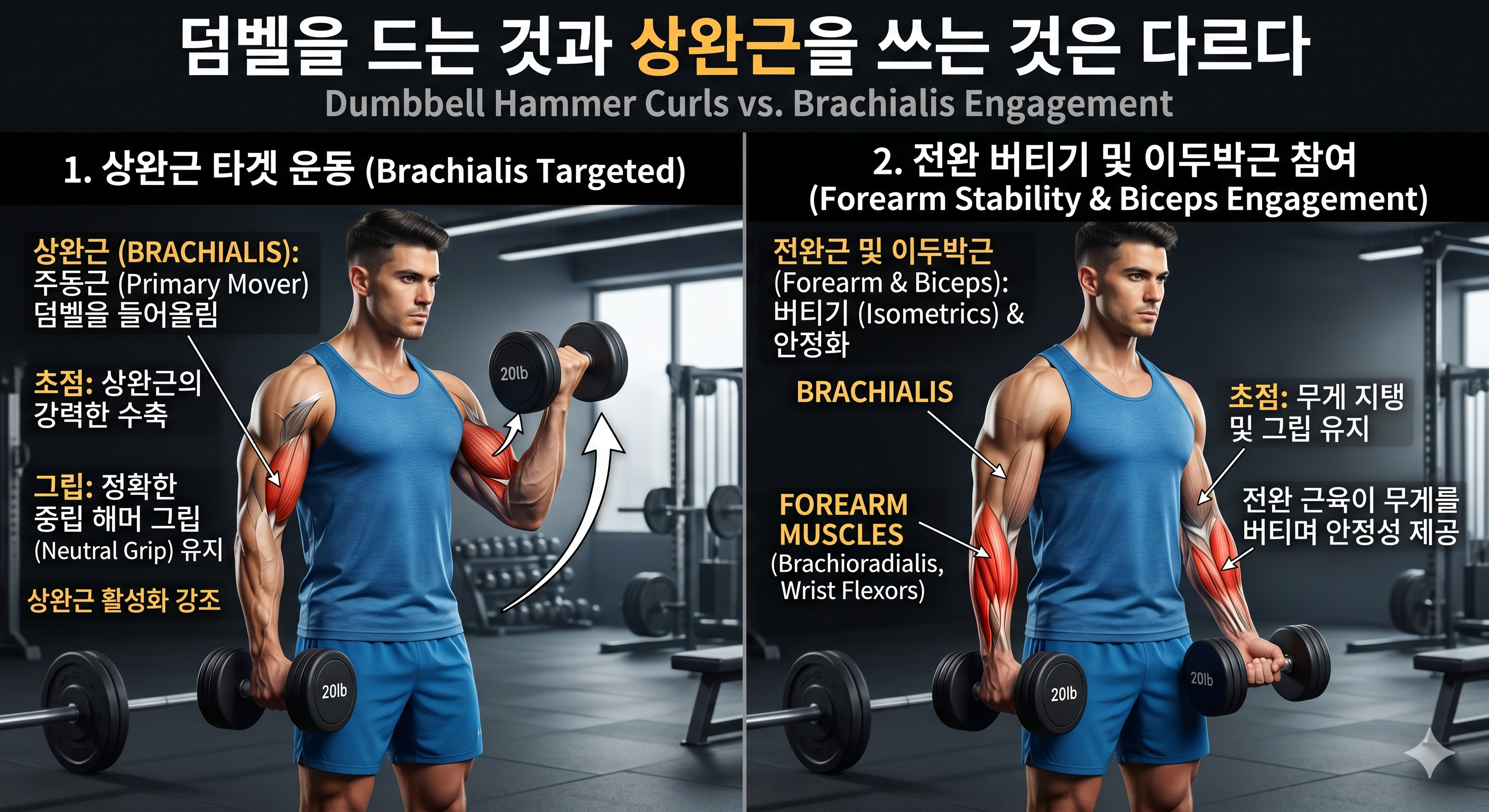 덤벨을 드는 것과 상완근을 쓰는 것은 다르다