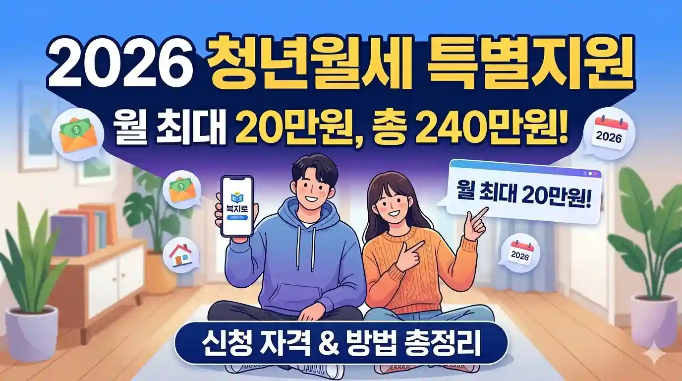 2026년 청년월세 특별지원 신청방법 및 조건 안내, 월 최대 20만원 총 240만원 지원 혜택