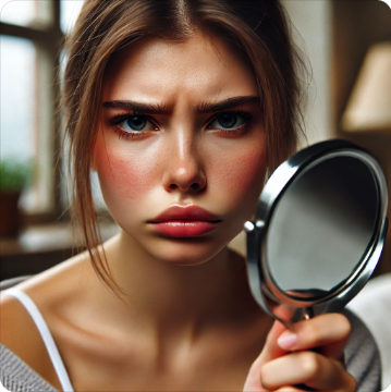 얼굴에 홍조가 있는 사진