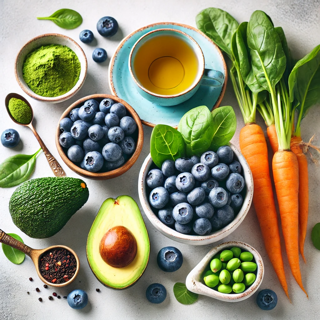 몸에 좋은 건강한 채소와 과일 그림 입니다.