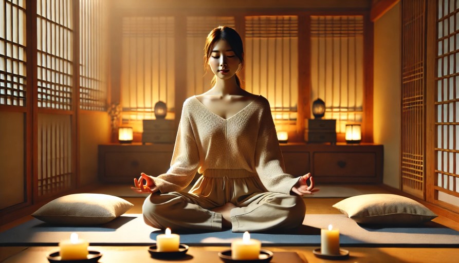 명상중인 한국인 여성