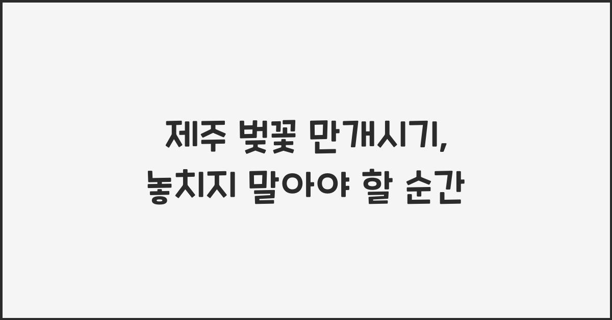 제주 벚꽃 만개시기