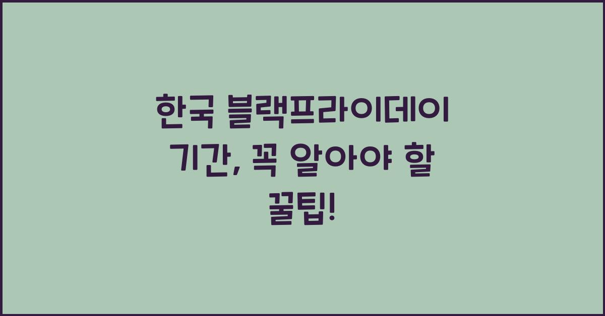 한국 블랙프라이데이 기간