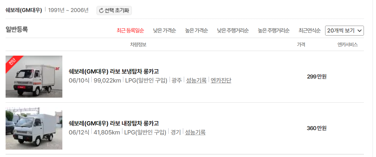 라보 중고차 가격