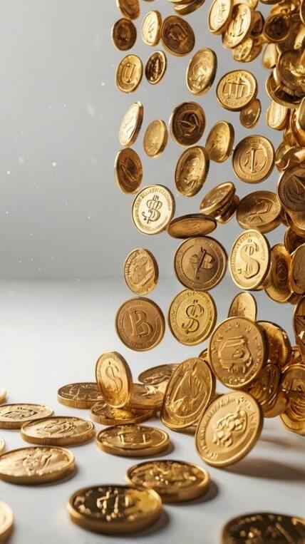 금화-수백개가-위에서-쏱아지는-모습
