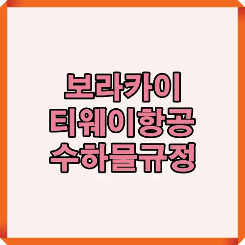 보라카이 여행자용 티웨이 수하물 규정 메인 안내 이미지