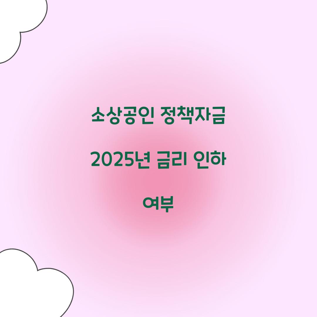 소상공인 정책자금 2025년 금리 인하 여부  
