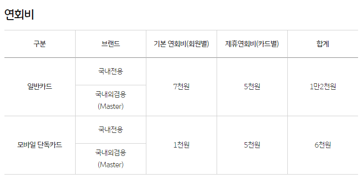 KB 톡톡 마이 포인트 카드 연회비
