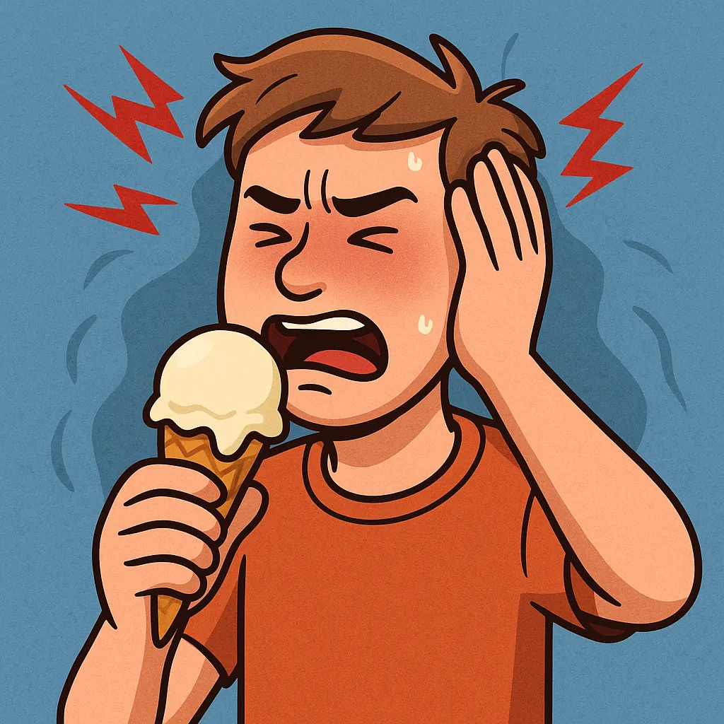 아이스크림을-먹다-뇌에-얼얼함을-느끼는-남성의-일러스트