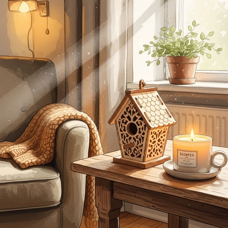 포근한 방 안을 장식한 소품과 향초