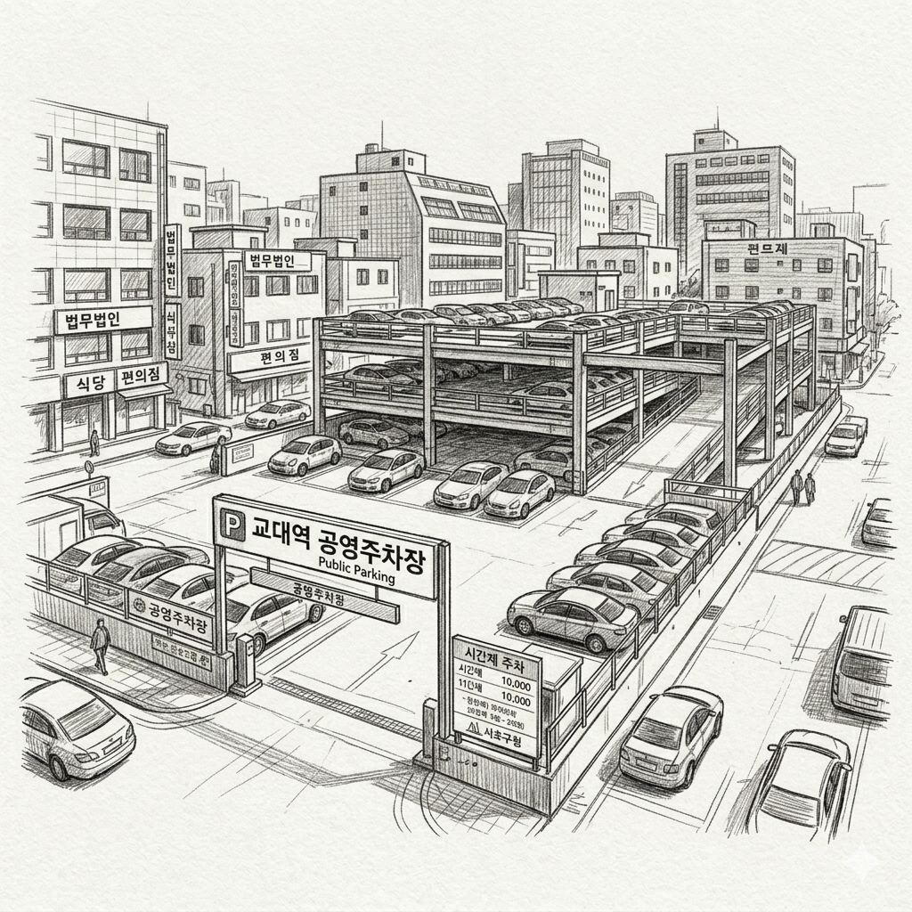 교대역 공영주차장 스케치 모습