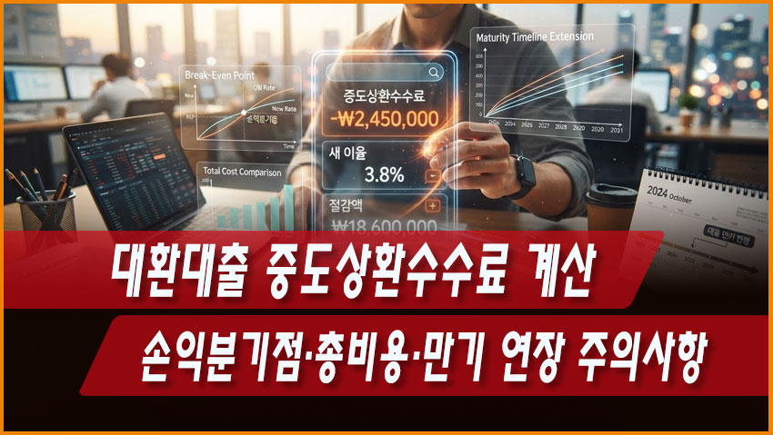 대환대출 중도상환수수료 계산|손익분기점·총비용·만기 연장 주의사항